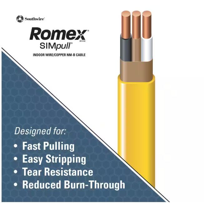 Southwire 15 ft. 12/2 Solid Romex SIMpull CU NM-B W/G Wire