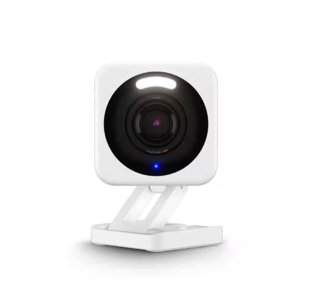 Wyze Cam v4 Wi-Fi 2.5K QHD Indoor/Outdoor Plug-In Smart Home Security Camera, Color Night Vision, 2-Way Audio (White)