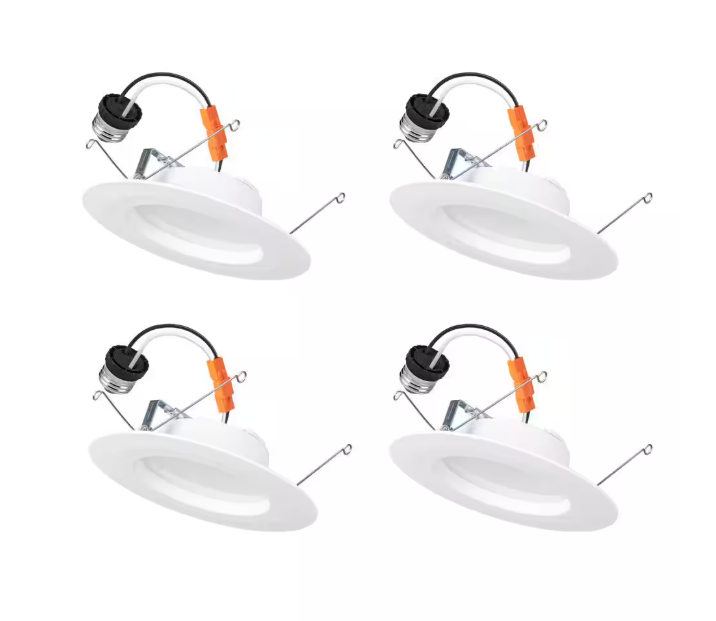 Commercial Electric 5/6 in. Integrated LED Recessed Retrofit Light Trim with Selectable Color Temperature, (4-Pack)