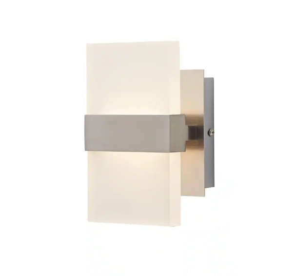 Home Decorators Collection Alberson 5 in. Brushed Nickel 2-Light LED Sconce