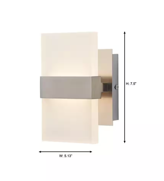 Home Decorators Collection Alberson 5 in. Brushed Nickel 2-Light LED Sconce