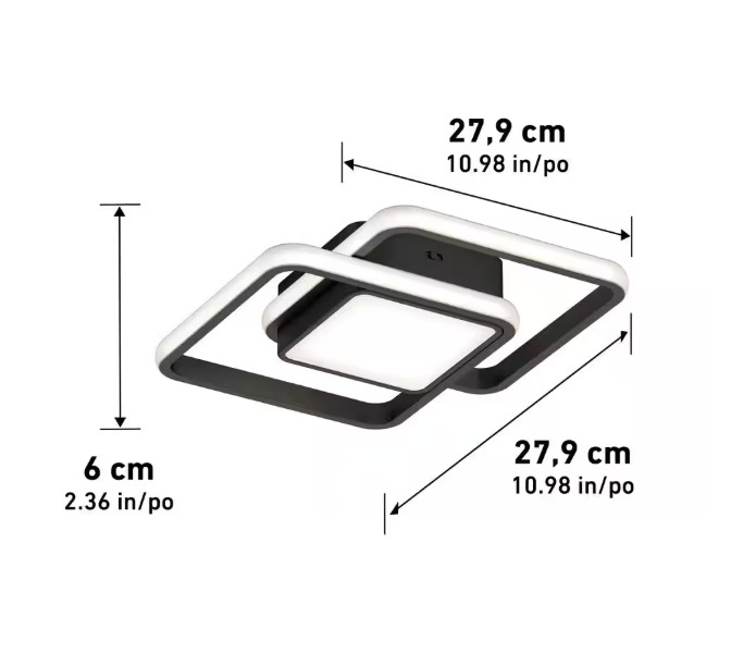 Artika Romeson 11 in. 1 Light Black 5CCT Integrated Selectable LED Flush Mount Ceiling Light