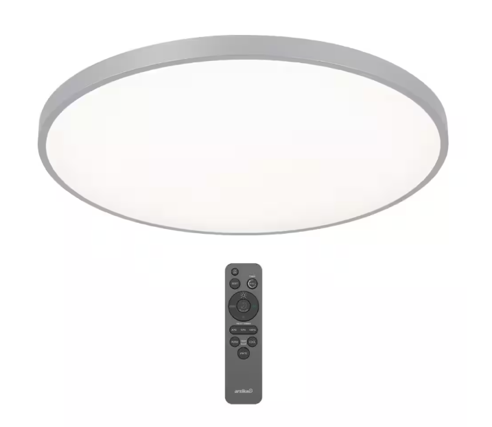 Artika Europa 21 in. 1-Light Modern Silver Integrated LED 3 CCT Flush Mount Ceiling Light Fixture for Kitchen or Bedroom