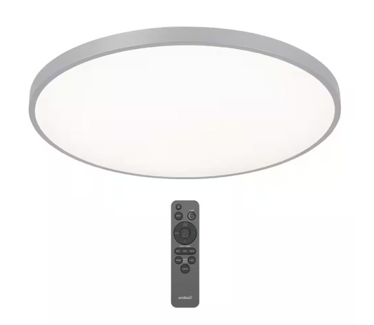 Artika Europa 21 in. 1-Light Modern Silver Integrated LED 3 CCT Flush Mount Ceiling Light Fixture for Kitchen or Bedroom