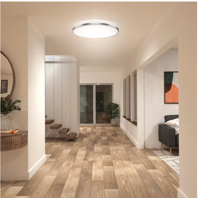Artika Europa 21 in. 1-Light Modern Silver Integrated LED 3 CCT Flush Mount Ceiling Light Fixture for Kitchen or Bedroom