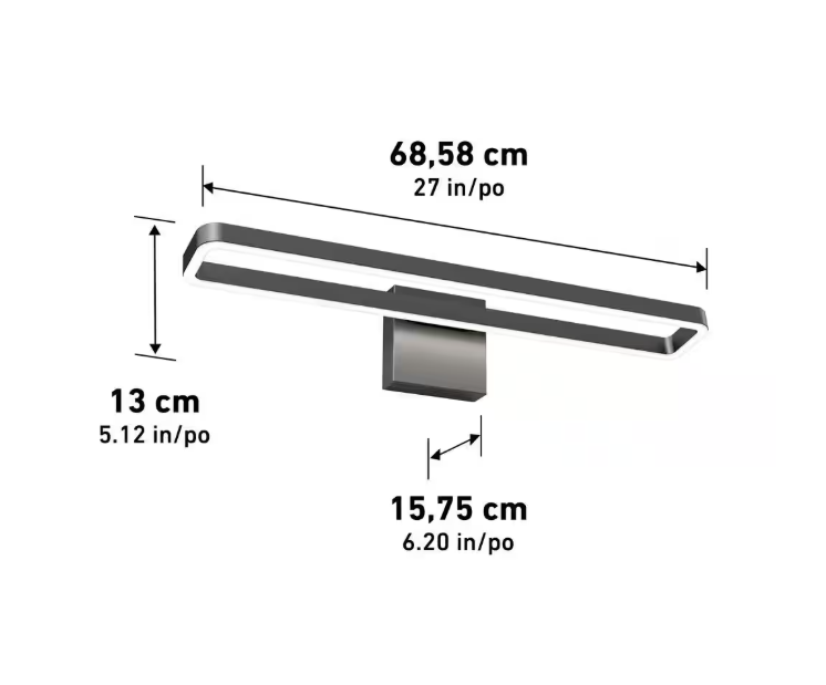 Artika Hinge 27 in. 1 Light Black Modern Integrated LED 3 CCT Vanity Light Bar for Bathroom