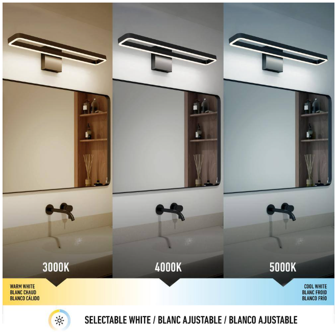Artika Hinge 27 in. 1 Light Black Modern Integrated LED 3 CCT Vanity Light Bar for Bathroom