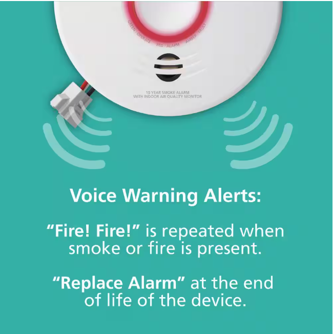 Kidde Smart Hardwired Wi-Fi Enabled Smoke Detector and Indoor Air Quality Monitor Photoelectric Sensor 21032069