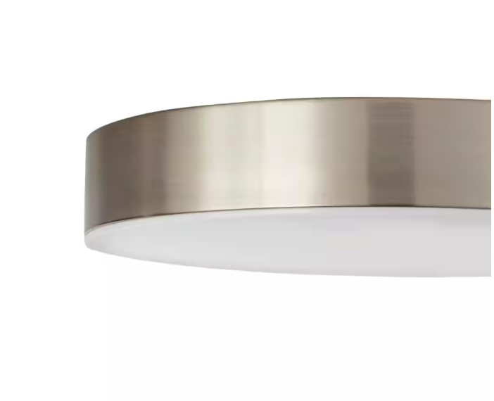 Hampton Bay Lakeshore 13 in. Brushed Nickel Color Changing and Adjustable CCT Integrated LED Smart Flush Mount Powered by Hubspace