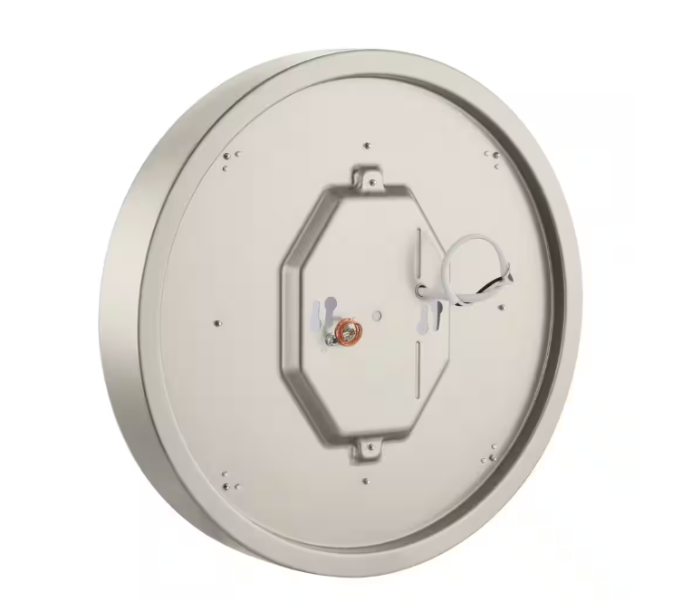 Hampton Bay Lakeshore 13 in. Brushed Nickel Color Changing and Adjustable CCT Integrated LED Smart Flush Mount Powered by Hubspace
