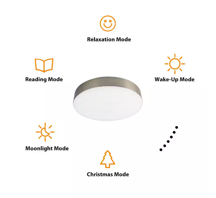 Hampton Bay Lakeshore 13 in. Brushed Nickel Color Changing and Adjustable CCT Integrated LED Smart Flush Mount Powered by Hubspace