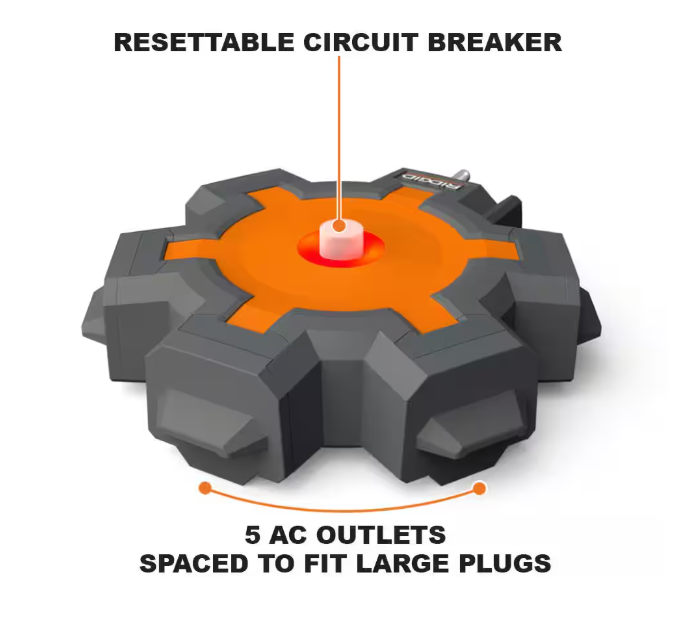 RIDGID 5-Outlet Extension Cord Hub