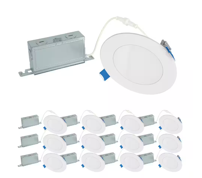 HALO HLBSL 4 in. Canless Integrated LED, 600 Lumens, 5CCT, White (12-Pack)