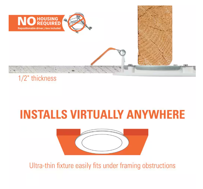HALO HLBSL 4 in. Canless Integrated LED, 600 Lumens, 5CCT, White (12-Pack)