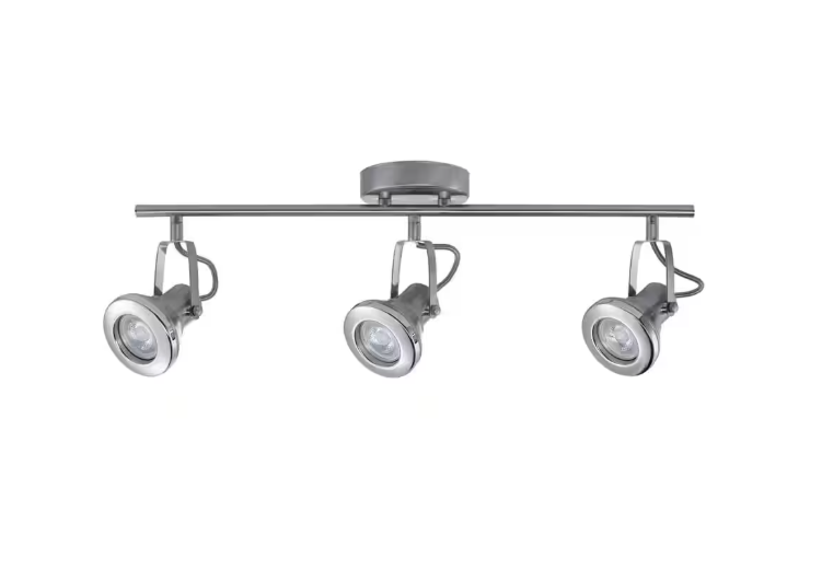 Hampton Bay Theodore Collection LED 3-Light Brushed Steel Track with Chrome Accents