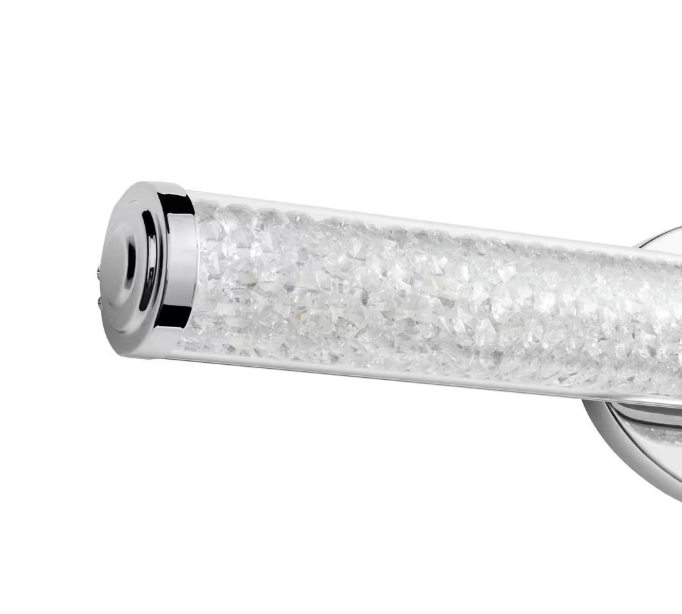 Home Decorators Collection Sibley 24 in. 1-Light Chrome LED Dimmable Bathroom Vanity Light Bar with Clear Glass and Clear Crystals, Bulb Included