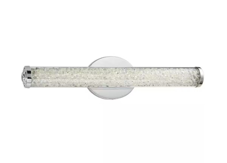 Home Decorators Collection Sibley 24 in. 1-Light Chrome LED Dimmable Bathroom Vanity Light Bar with Clear Glass and Clear Crystals, Bulb Included