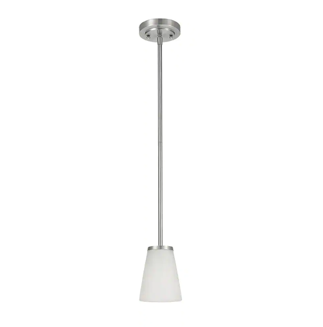 Hampton Bay Helena 4.7 in 1-Light Brushed Nickel Mini Pendant with Frosted Glass Shades