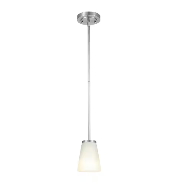Hampton Bay Helena 4.7 in 1-Light Brushed Nickel Mini Pendant with Frosted Glass Shades