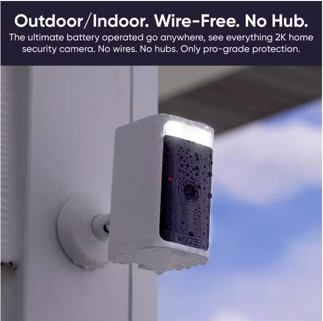 Wyze Battery Cam Pro, Wireless Indoor/Outdoor Home Security Camera, with 2k HD Color Night Vision and Built-In Spotlight