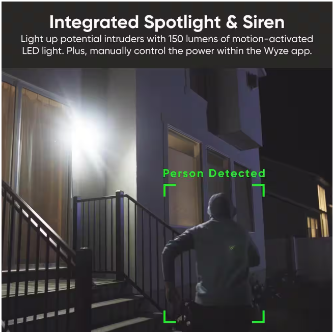 Wyze Battery Cam Pro, Wireless Indoor/Outdoor Home Security Camera, with 2k HD Color Night Vision and Built-In Spotlight