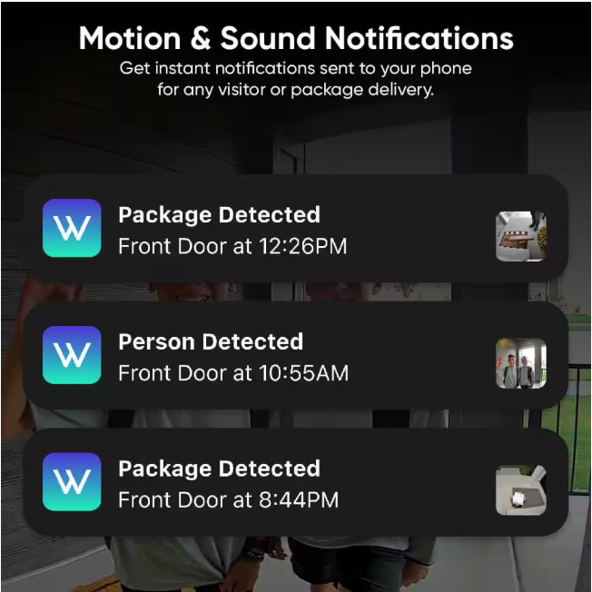 Wyze Wireless Duo Cam Video Doorbell, Battery Powered, 2K Full HD Video, 2 Cameras (People and Package), Color Night Vision