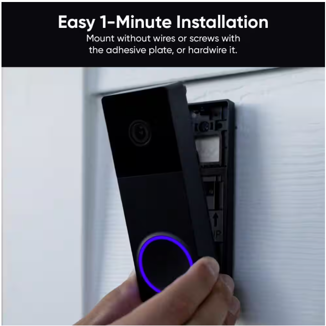 Wyze Wireless Duo Cam Video Doorbell, Battery Powered, 2K Full HD Video, 2 Cameras (People and Package), Color Night Vision