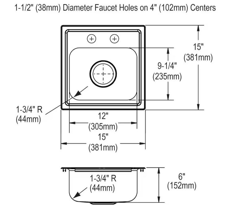 Elkay 15 in. Drop-in Single Bowl 20-Gauge Durable Satin Stainless Steel Kitchen Sink Kit w/ Faucet