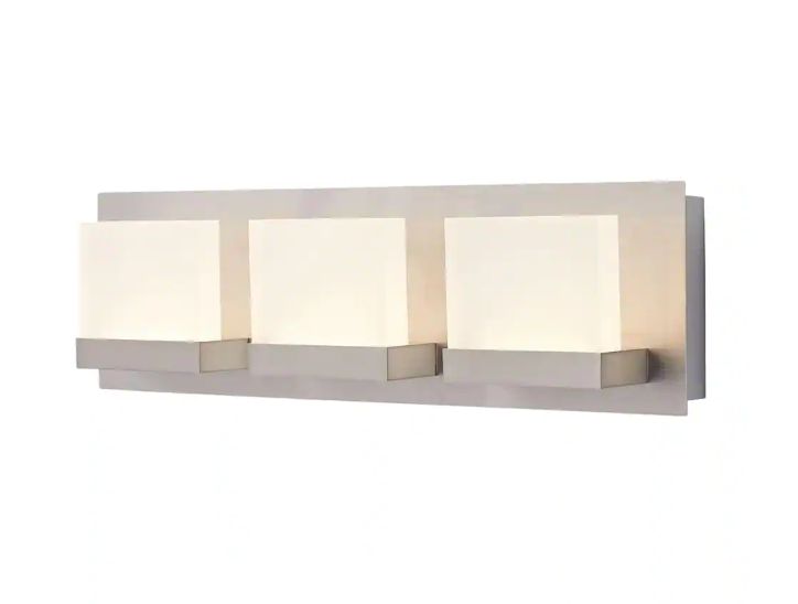 Home Decorators Collection Alberson Collection 3-Light Brushed Nickel LED Vanity Light with Frosted Acrylic Shade