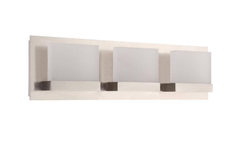Home Decorators Collection Alberson Collection 3-Light Brushed Nickel LED Vanity Light with Frosted Acrylic Shade