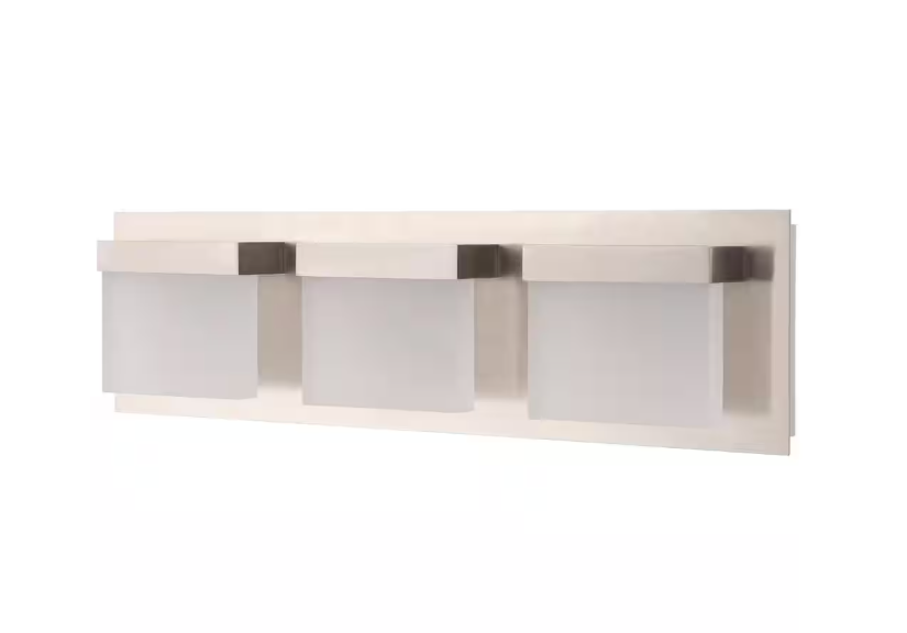 Home Decorators Collection Alberson Collection 3-Light Brushed Nickel LED Vanity Light with Frosted Acrylic Shade