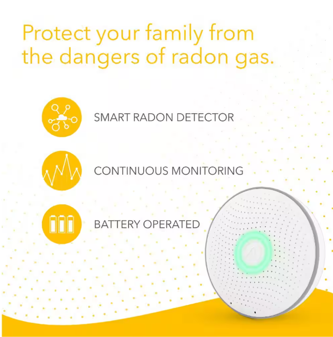 Airthings Wave Radon Battery Operated Smart Radon Detector