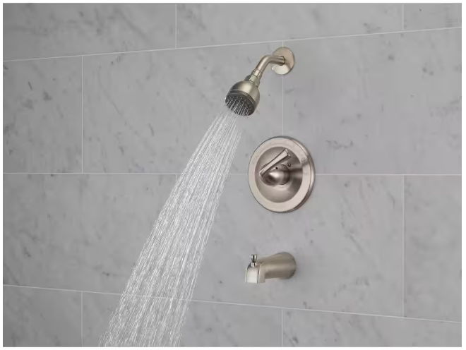 Delta Foundations Single-Handle 1-Spray Tub and Shower Faucet in Brushed Nickel (Valve Included)