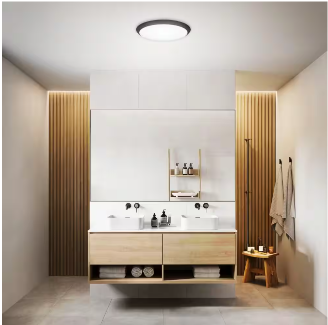 Commercial Electric 15 in. Matte Black Integrated LED Dimmable Selectable CCT Flush Mount Indoor Ceiling Light