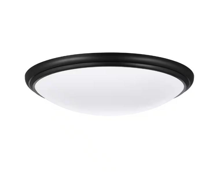 Commercial Electric 14 in. Light Matte Black and White Adjustable CCT Integrated LED Ceiling Flush Mount Fixture with Interchangeable Trim