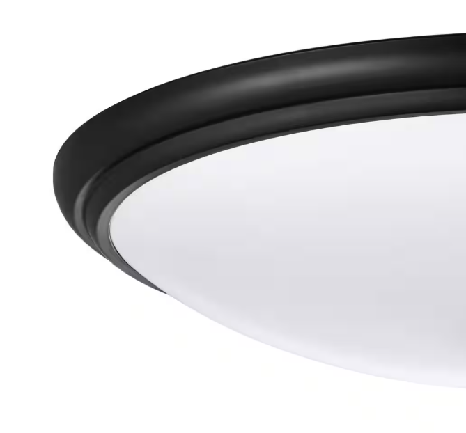 Commercial Electric 14 in. Light Matte Black and White Adjustable CCT Integrated LED Ceiling Flush Mount Fixture with Interchangeable Trim