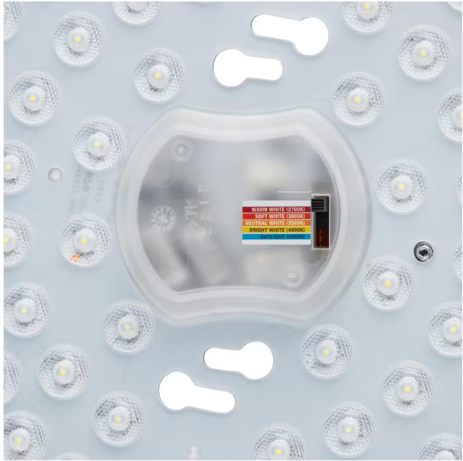 Commercial Electric 14 in. Light Matte Black and White Adjustable CCT Integrated LED Ceiling Flush Mount Fixture with Interchangeable Trim