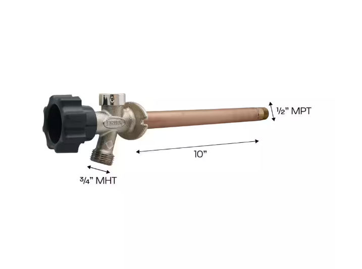 Prier Products 1/2 in. x 10 in. Brass MPT x SWT Half-Turn Frost Free Anti-Siphon Outdoor Sillcock Valve