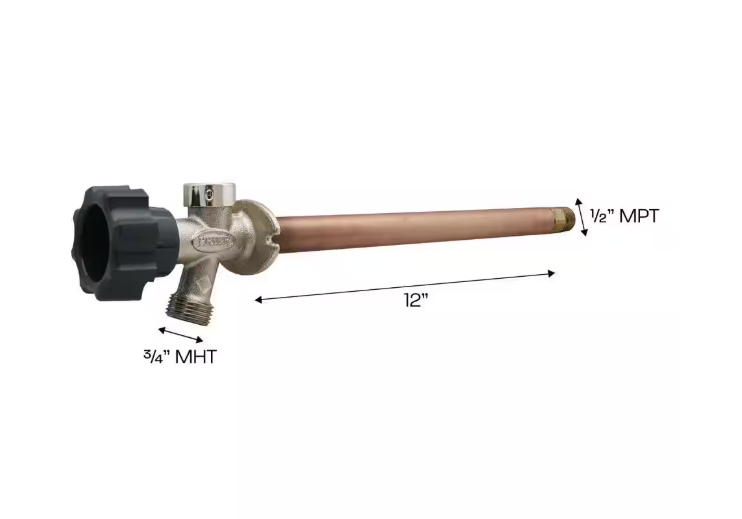 Prier Products 1/2 in. x 12 in. Brass MPT x SWT Half-Turn Frost Free Anti-Siphon Outdoor Sillcock Valve