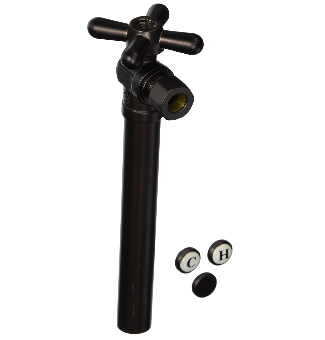 3/8 in. O.D. Comp X 1/2 in. SWT Quarter-Turn Angle Supply Stop Valve W/Cross Handle & 5 in. Extension, Oil Rubbed Bronze