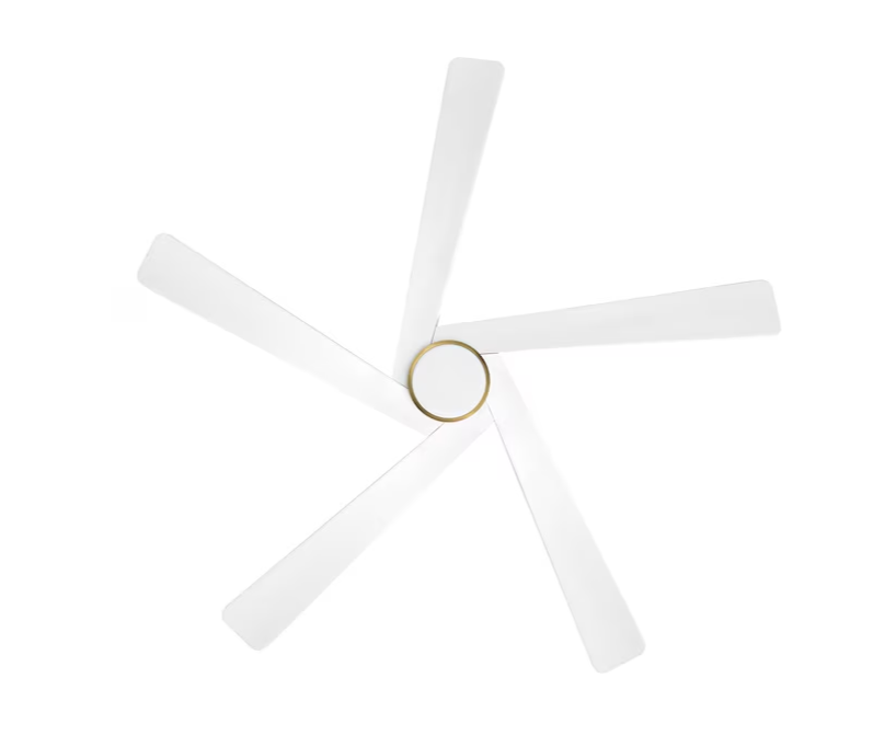 GETLEDEL 64 in. DC Indoor Ceiling Fan with Integrated LED and Remote Control, 5 Reversible Carved Wood Blades, Gold