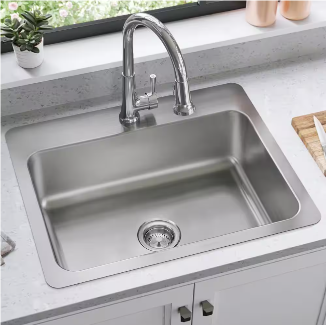 Elkay Dayton 27 in. Drop-In/Undermount Single Bowl 18-Gauge Stainless Steel Kitchen Sink Only