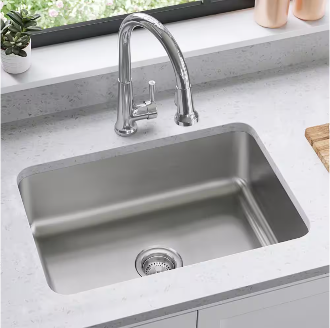 Elkay Dayton 27 in. Drop-In/Undermount Single Bowl 18-Gauge Stainless Steel Kitchen Sink Only