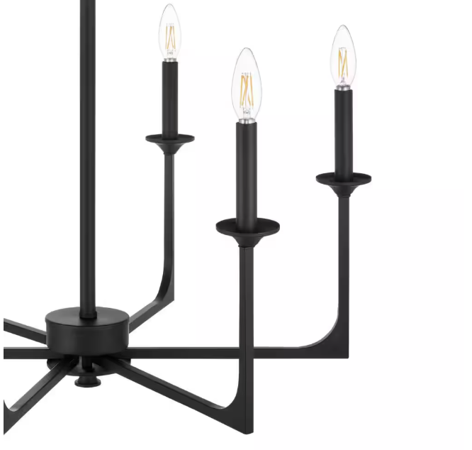 Hampton Bay Highgate 6-Light Matte Black Chandelier
