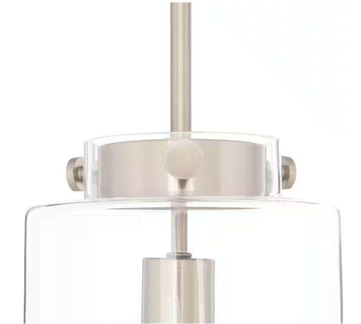 Hampton Bay Mullins 6.75 in. 1-Light Brushed Nickel Mini Pendant with Clear Glass Shade