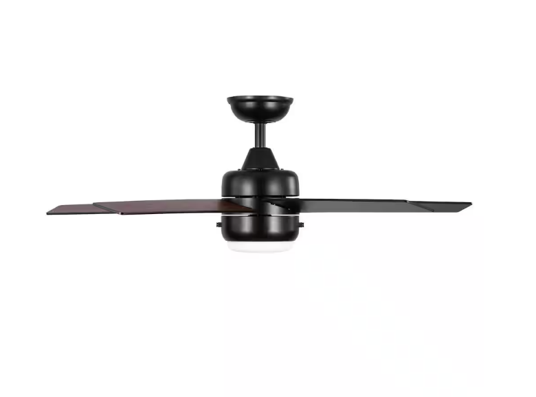 Hampton Bay Mena 44 in. LED Indoor/Outdoor Matte Black Ceiling Fan with Light Kit and Reversible Blades Included
