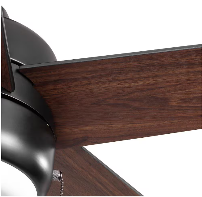 Hampton Bay Mena 44 in. LED Indoor/Outdoor Matte Black Ceiling Fan with Light Kit and Reversible Blades Included