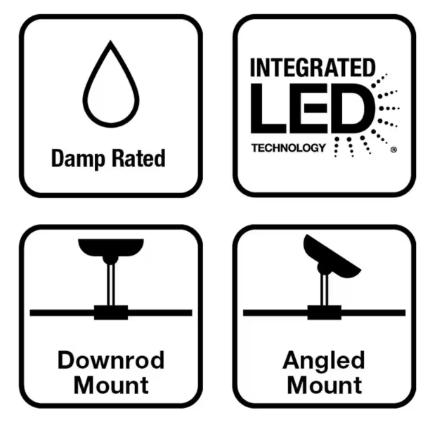 Hampton Bay Mena 44 in. LED Indoor/Outdoor Matte Black Ceiling Fan with Light Kit and Reversible Blades Included