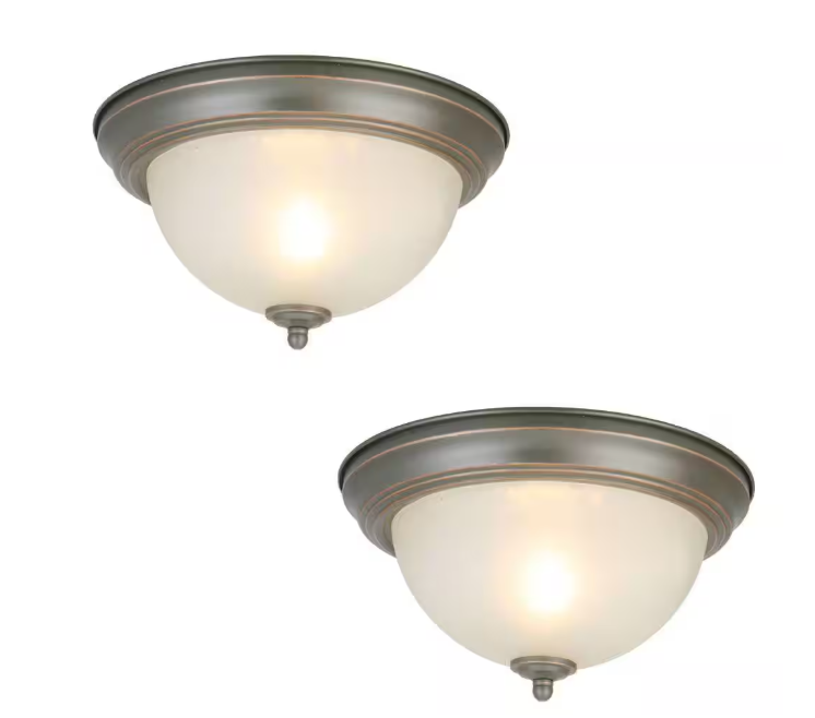 11 in. 1-Light Oil Rubbed Bronze Flush Mount (2-Pack)