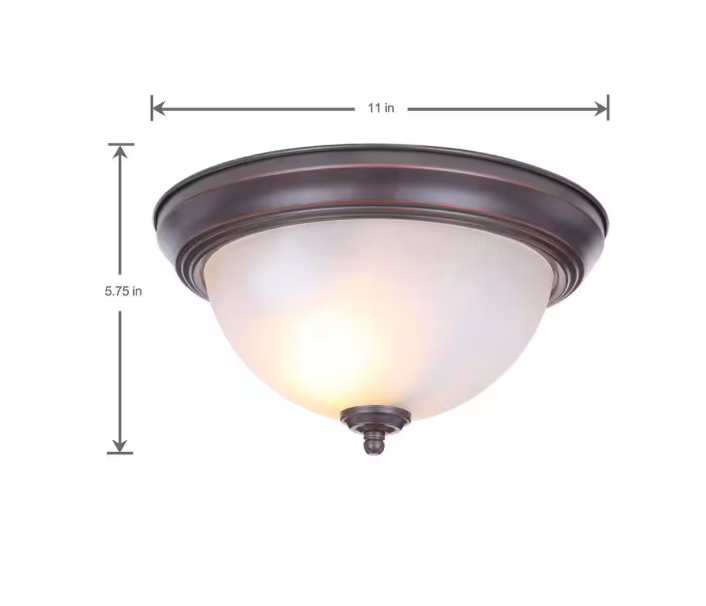 11 in. 1-Light Oil Rubbed Bronze Flush Mount (2-Pack)